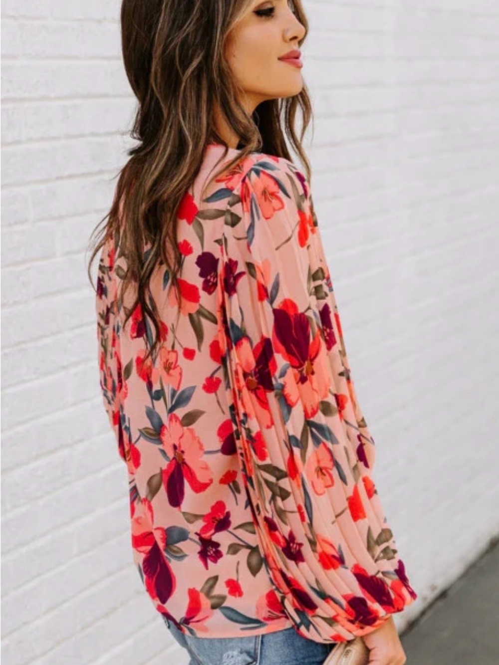 Floral Pink Long Sleeve Blouse NWT